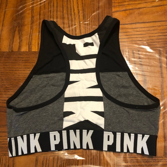VS PINK Sport Bra. Grey and Black. Size Small. - Picture 2 of 6